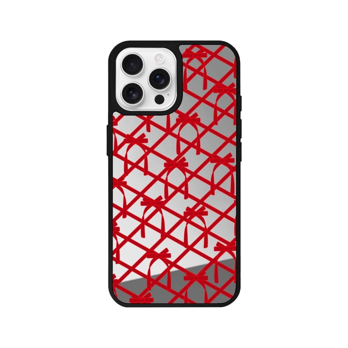 iPhone 16 Pro Ribbon Grid Mirror Aynalı Telefon Kılıfı Gümüş - SUMTHINCS