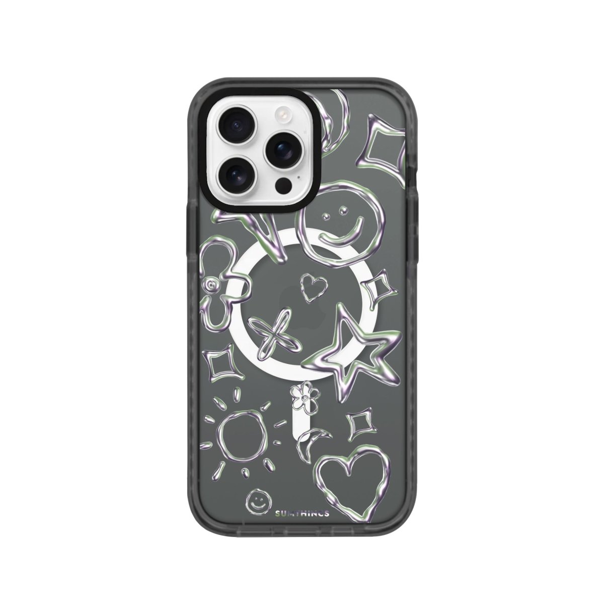 iPhone 16 Pro Silver Doodles Magsafe Procase Şeffaf Telefon Kılıfı Antrasit - SUMTHINCS