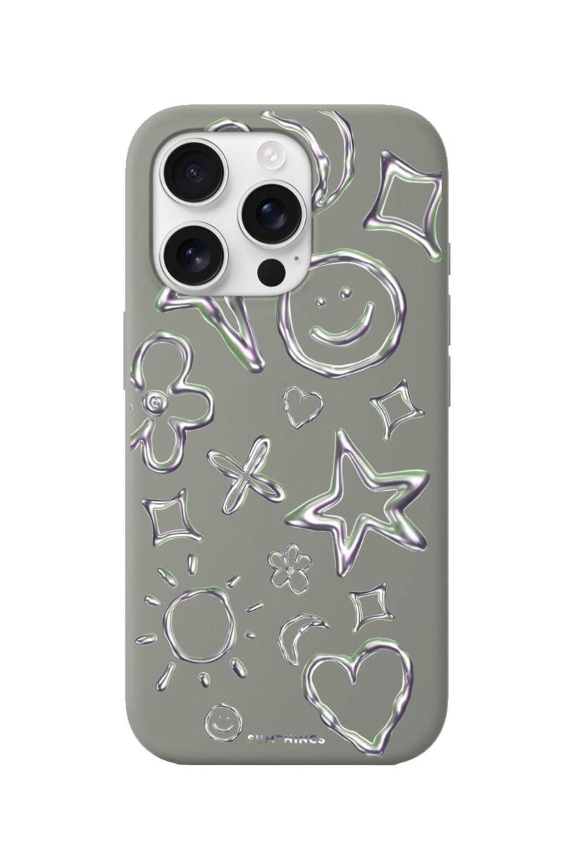 iPhone 16 Pro Silver Doodles Premium Telefon Kılıfı - SUMTHINCS