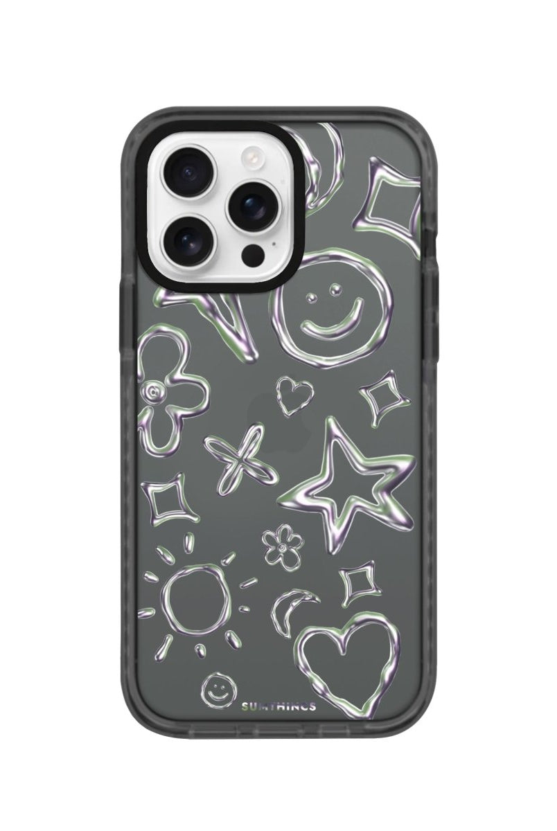 iPhone 16 Pro Silver Doodles Procase Şeffaf Telefon Kılıfı - SUMTHINCS