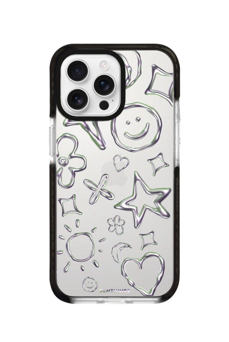 iPhone 16 Pro Silver Doodles Procase Şeffaf Telefon Kılıfı - SUMTHINCS