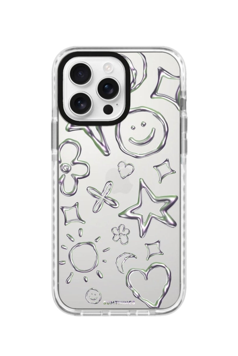 iPhone 16 Pro Silver Doodles Procase Şeffaf Telefon Kılıfı - SUMTHINCS