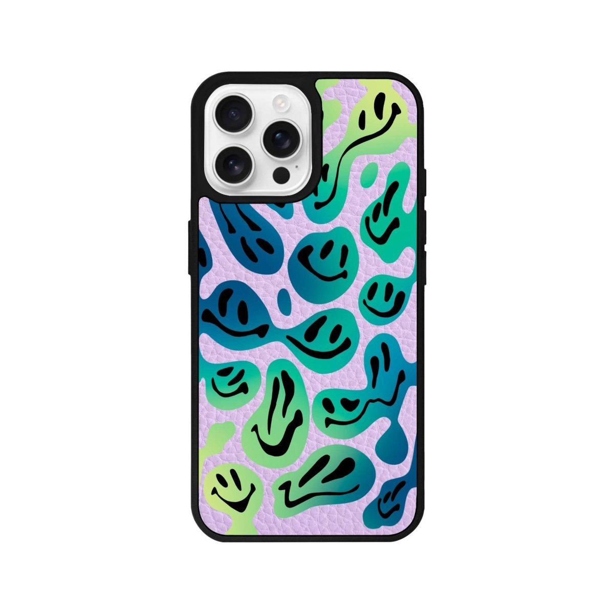 iPhone 16 Pro Smiley Leather Vegan Deri Telefon Kılıfı Lila - SUMTHINCS