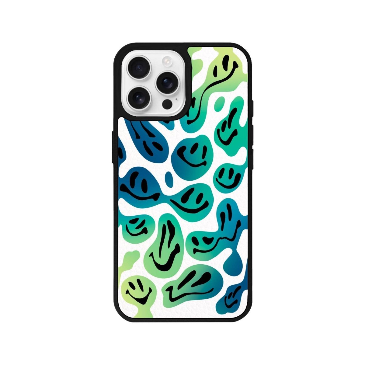 iPhone 16 Pro Smiley Leather Vegan Deri Telefon Kılıfı Beyaz - SUMTHINCS