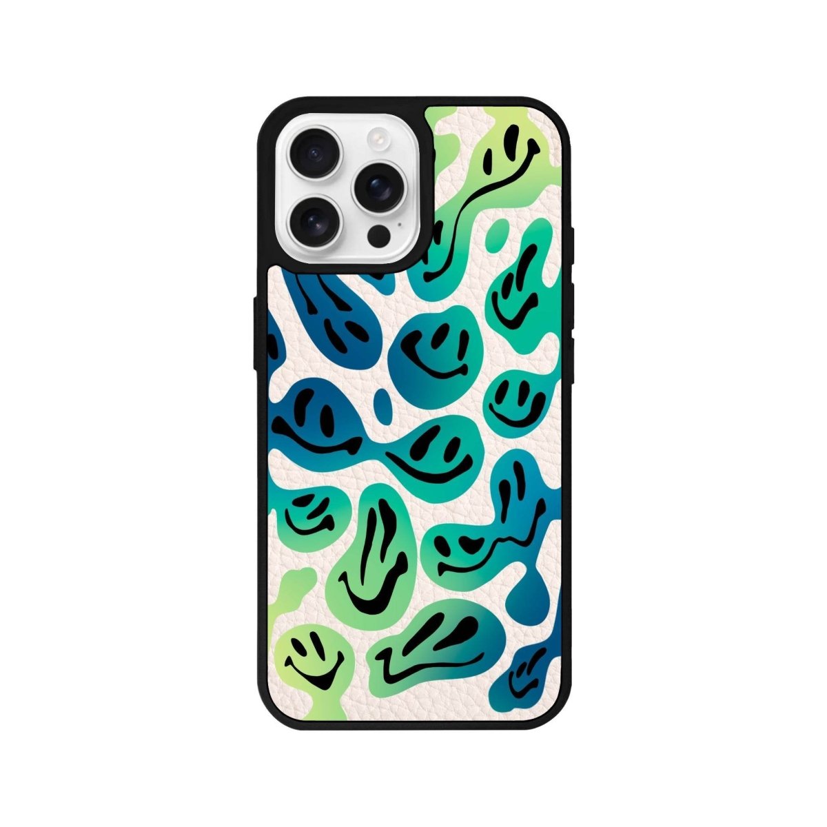 iPhone 16 Pro Smiley Leather Vegan Deri Telefon Kılıfı Bej - SUMTHINCS