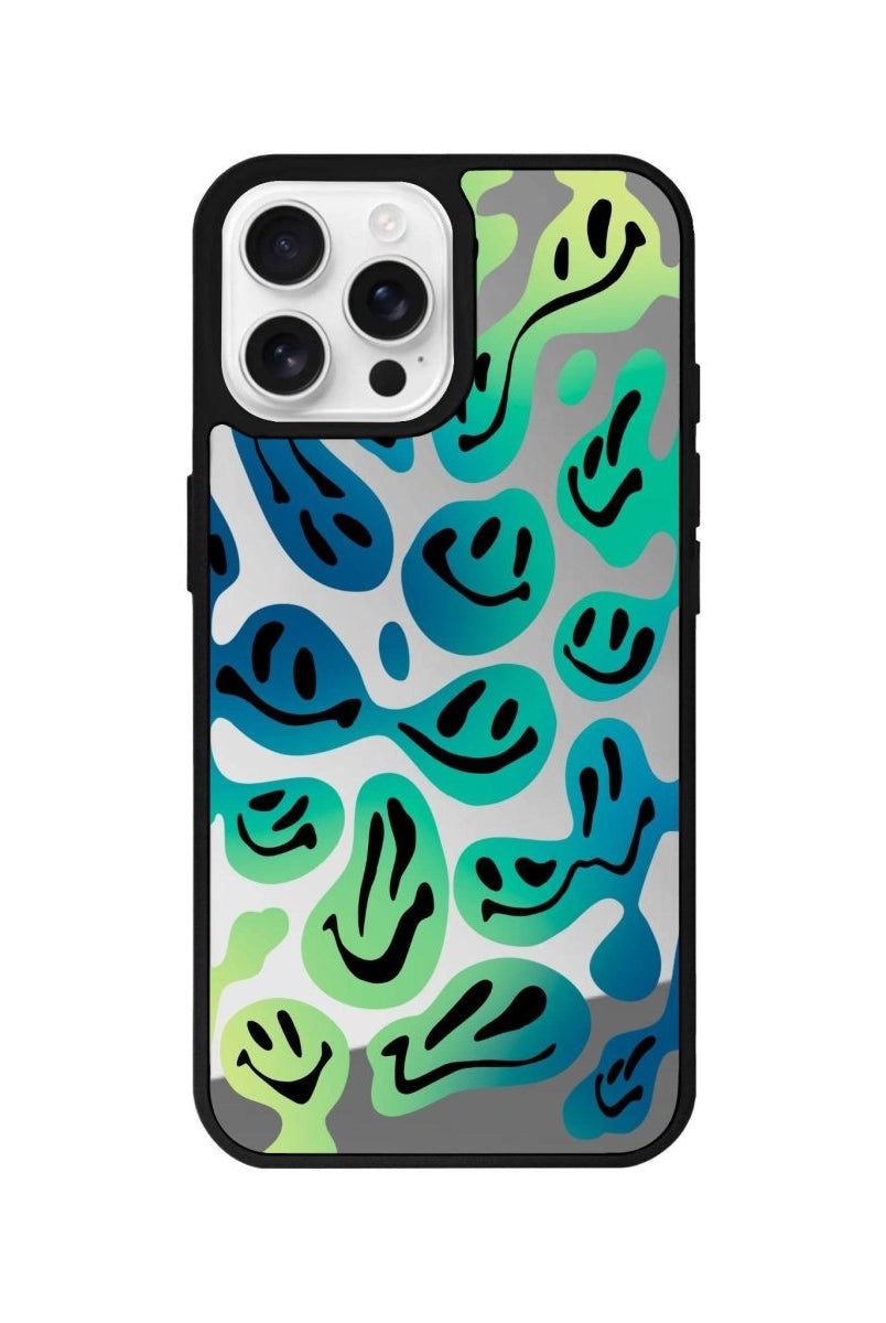 iPhone 16 Pro Smiley Mirror Aynalı Telefon Kılıfı Gümüş - SUMTHINCS