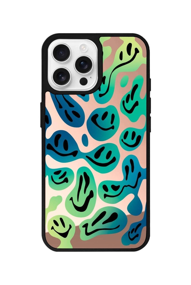 iPhone 16 Pro Smiley Mirror Aynalı Telefon Kılıfı Metalik Pembe - SUMTHINCS
