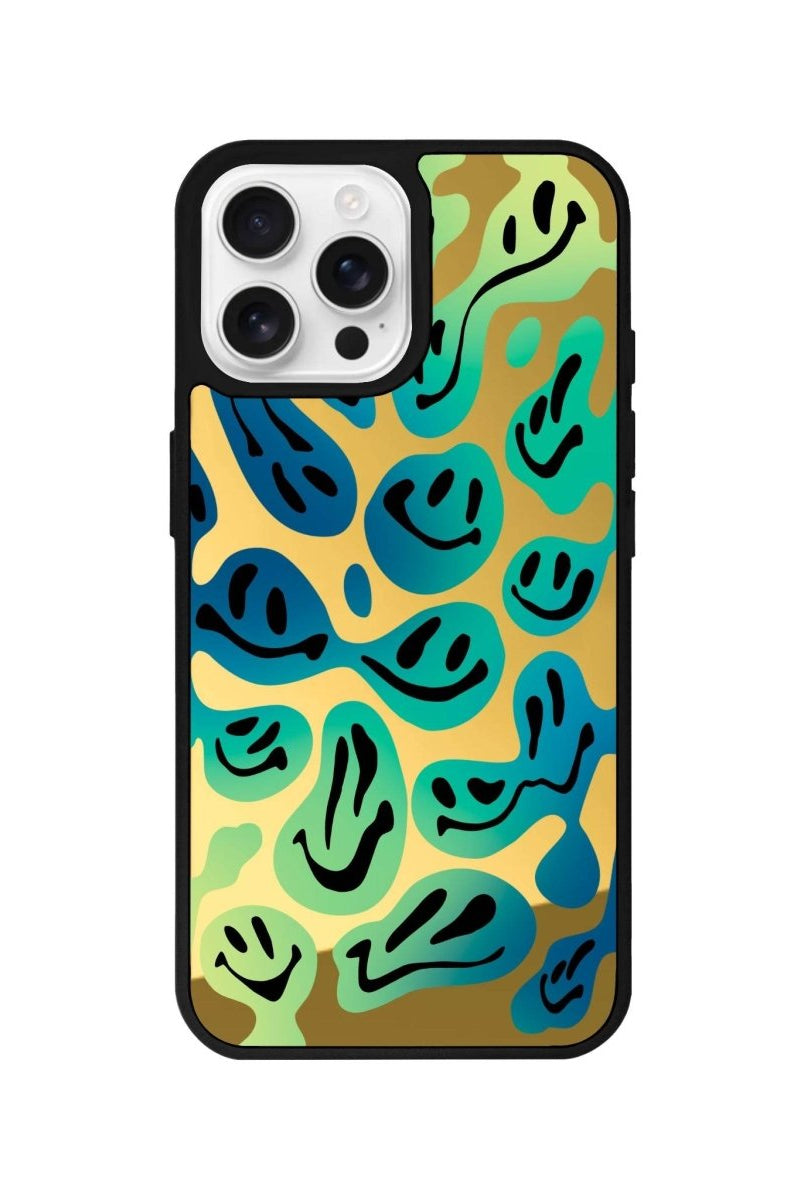 iPhone 16 Pro Smiley Mirror Aynalı Telefon Kılıfı Altın - SUMTHINCS