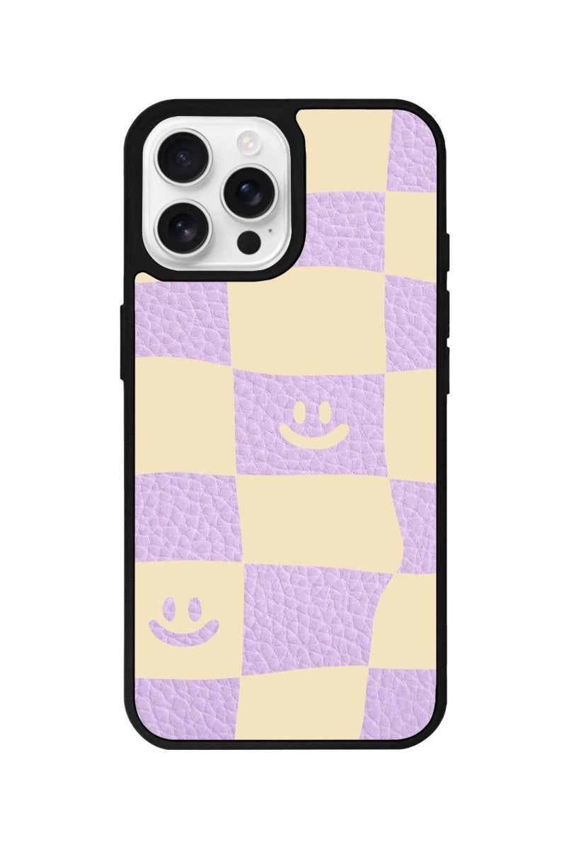 iPhone 16 Pro Smiling Check Leather Vegan Deri Telefon Kılıfı - SUMTHINCS