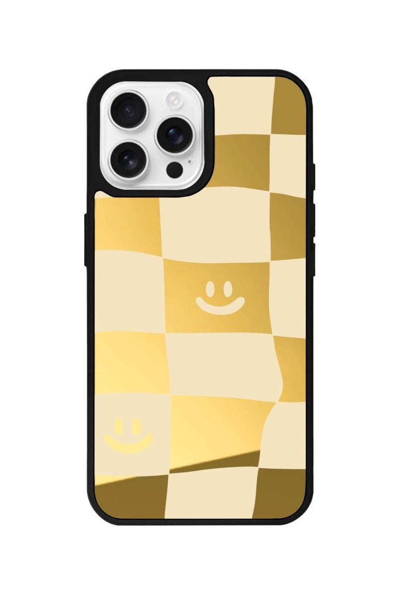 iPhone 16 Pro Smiling Check Mirror Aynalı Telefon Kılıfı Altın - SUMTHINCS