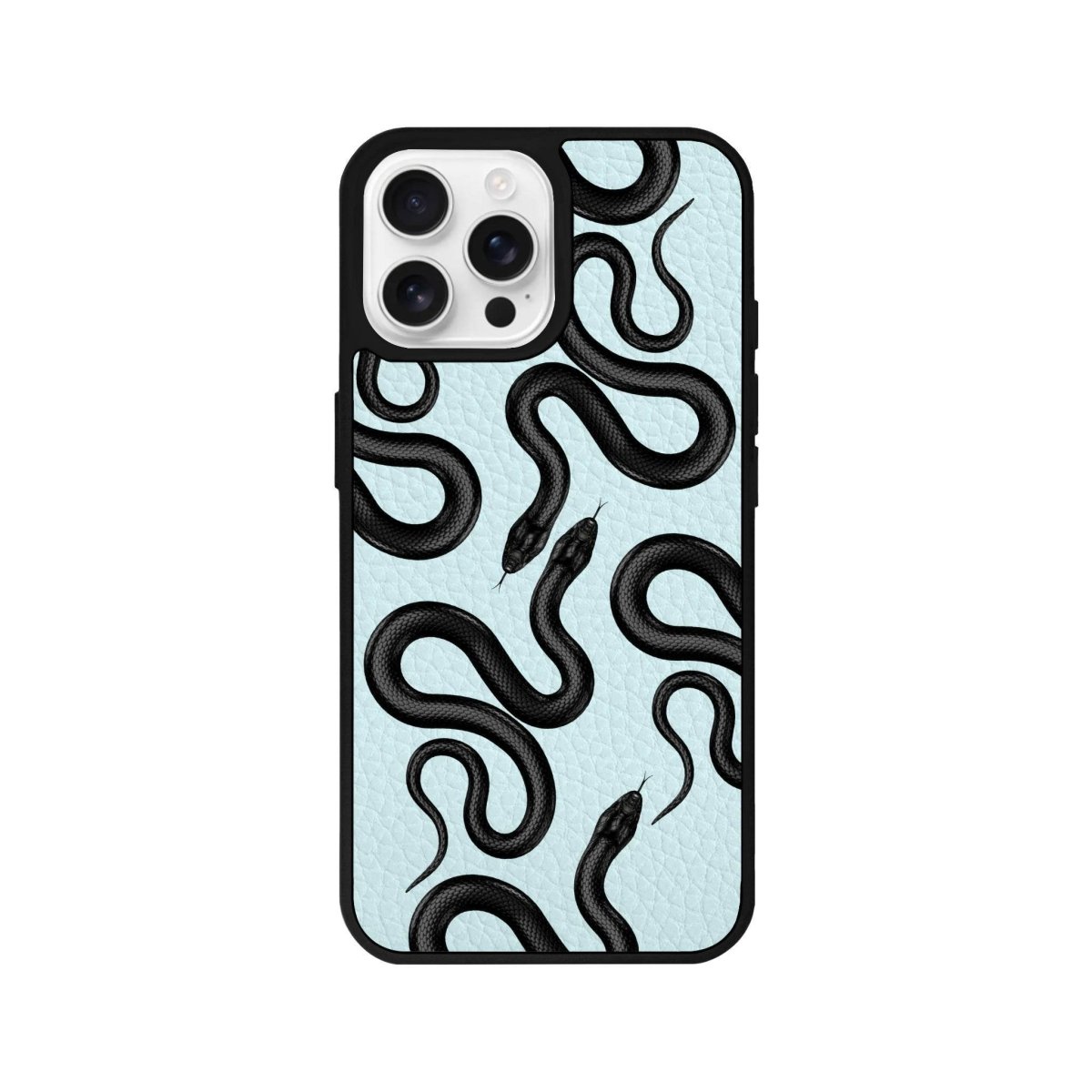 iPhone 16 Pro Snakes Leather Vegan Deri Telefon Kılıfı Açık Mavi - SUMTHINCS