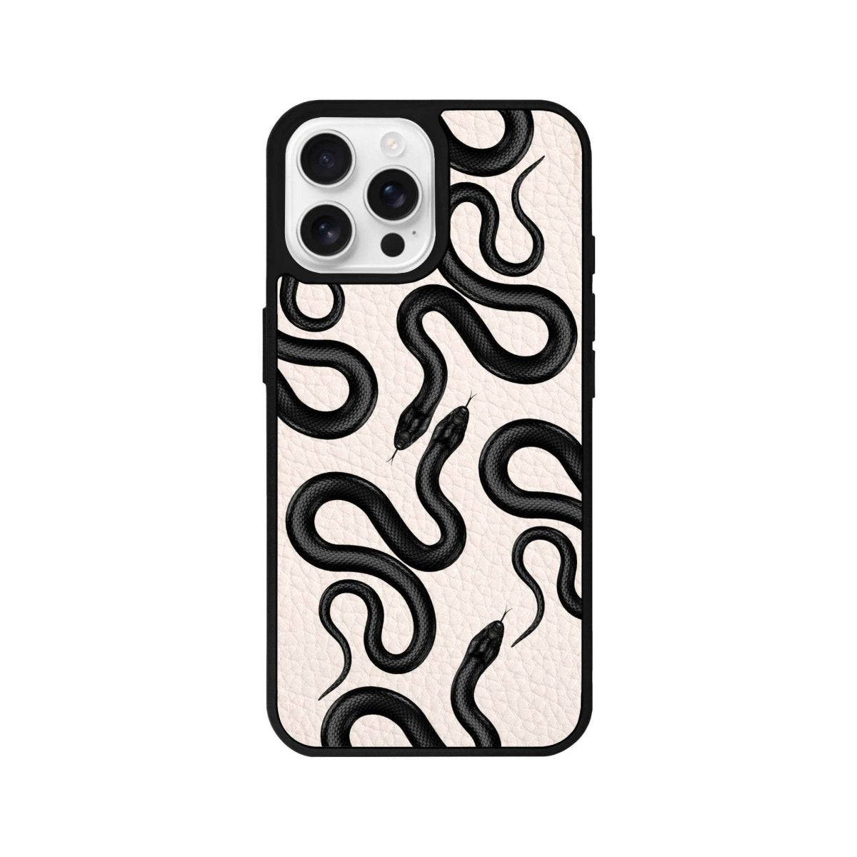 iPhone 16 Pro Snakes Leather Vegan Deri Telefon Kılıfı Bej - SUMTHINCS