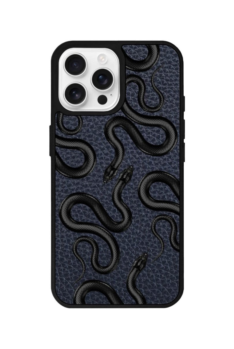 iPhone 16 Pro Snakes Leather Vegan Deri Telefon Kılıfı Pasifik Mavi - SUMTHINCS