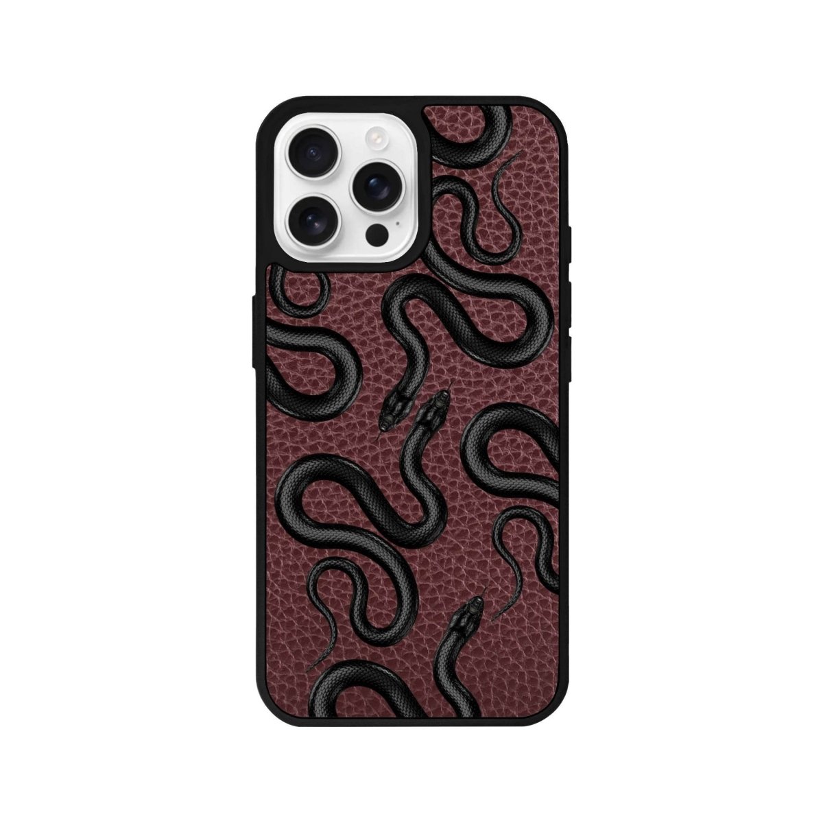 iPhone 16 Pro Snakes Leather Vegan Deri Telefon Kılıfı Bordo - SUMTHINCS