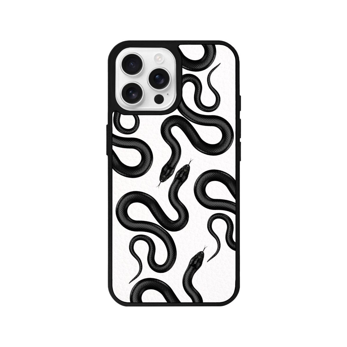 iPhone 16 Pro Snakes Leather Vegan Deri Telefon Kılıfı Beyaz - SUMTHINCS