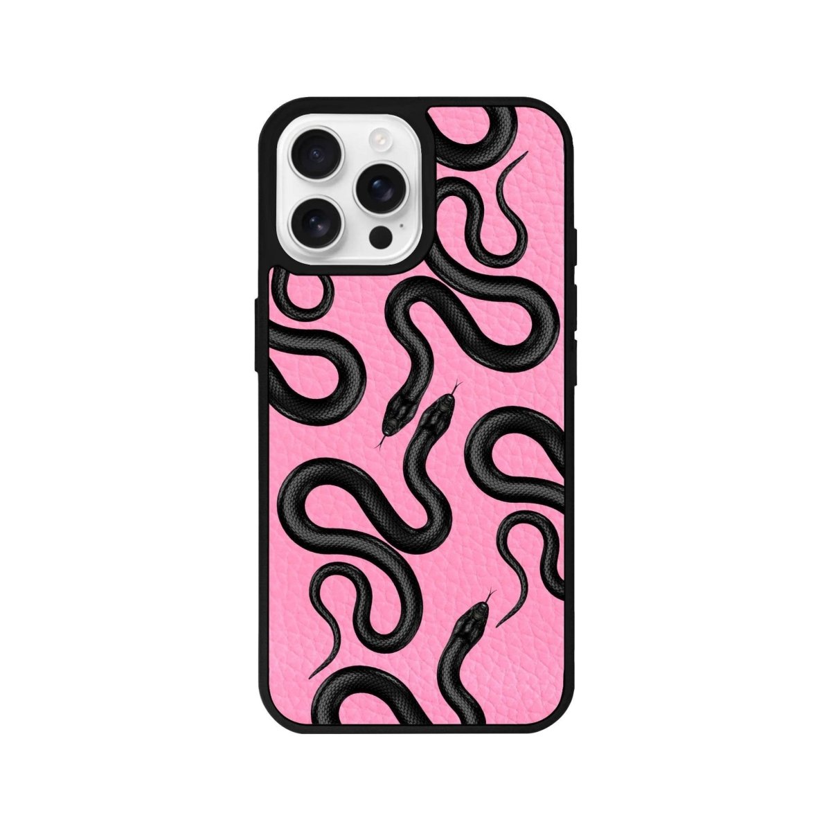 iPhone 16 Pro Snakes Leather Vegan Deri Telefon Kılıfı Pembe - SUMTHINCS