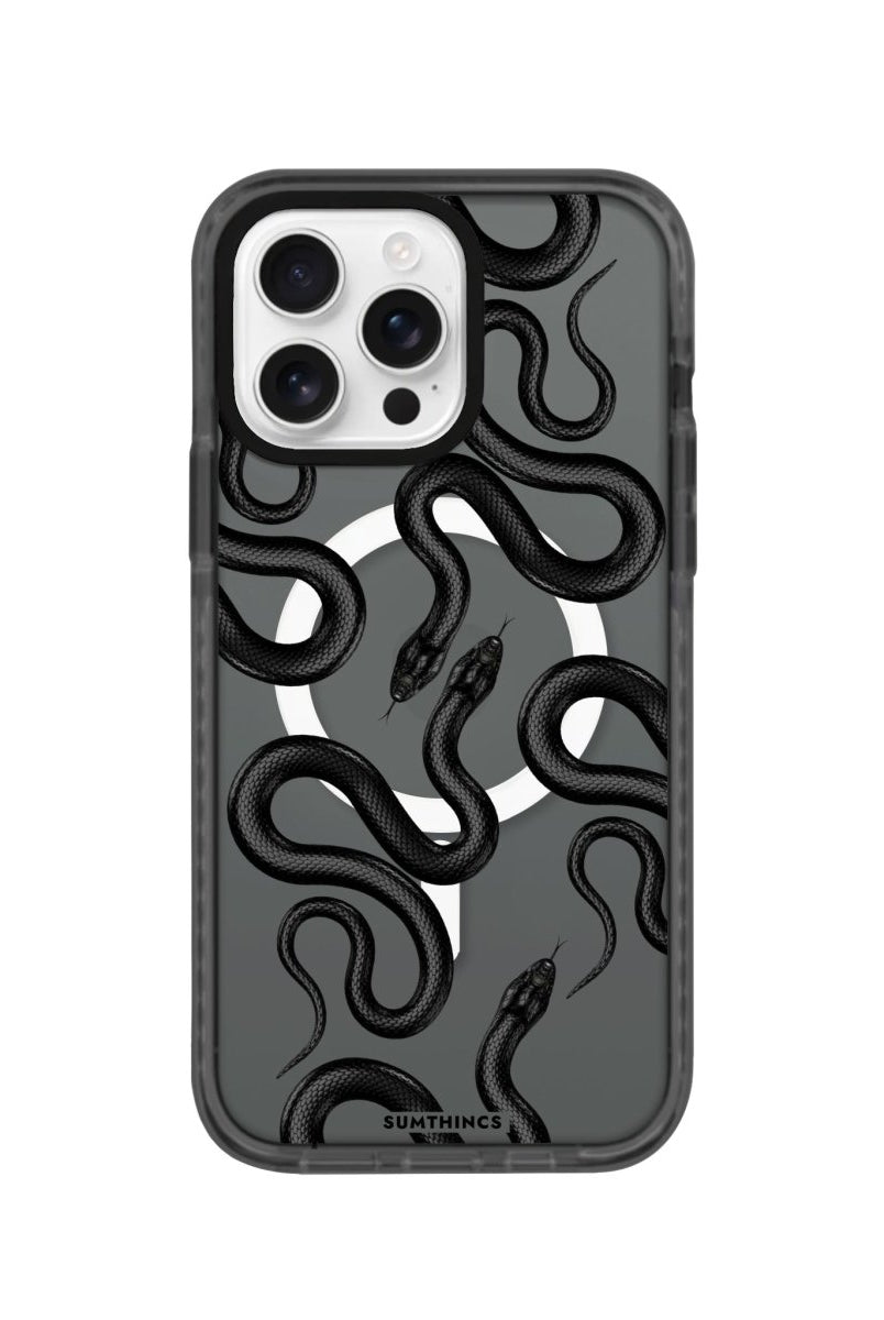 iPhone 16 Pro Snakes Magsafe Procase Şeffaf Telefon Kılıfı Antrasit - SUMTHINCS