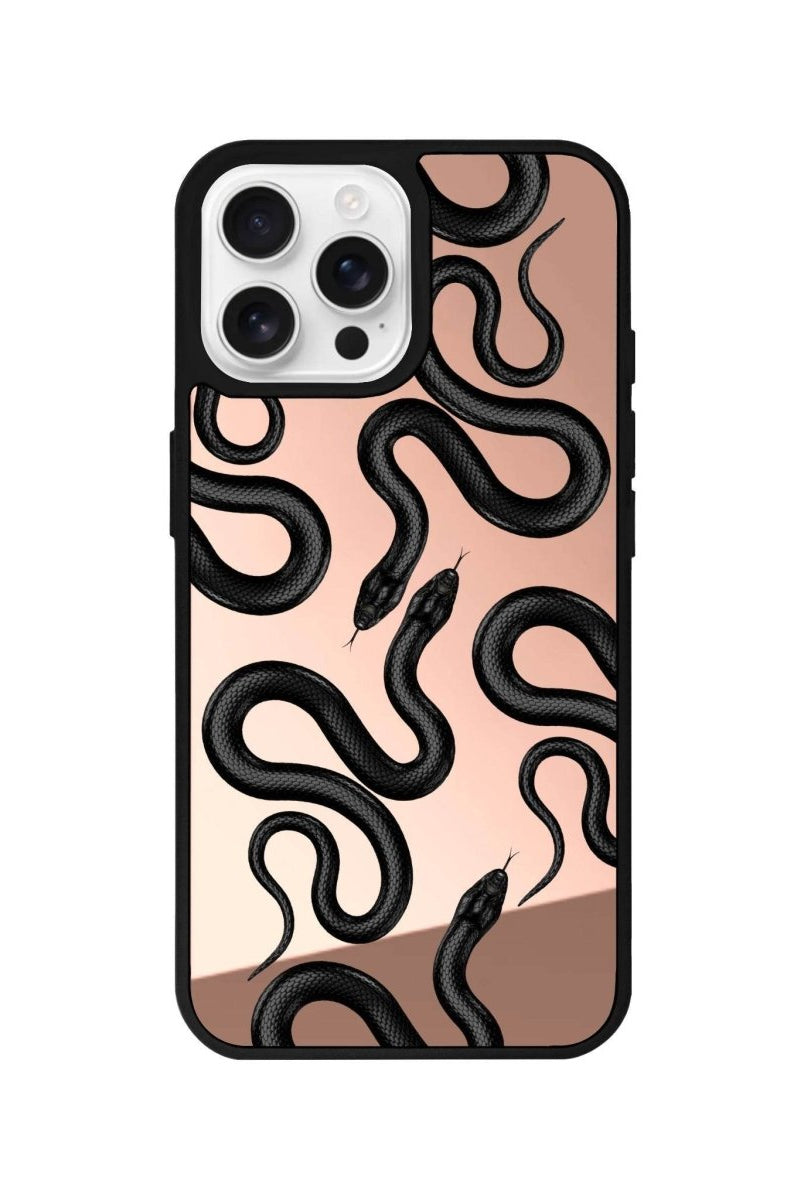 iPhone 16 Pro Snakes Mirror Aynalı Telefon Kılıfı Metalik Pembe - SUMTHINCS