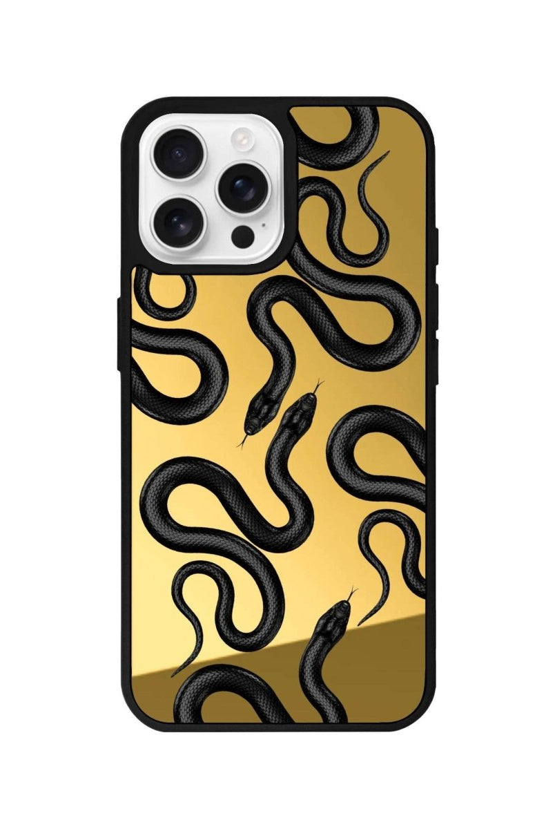 iPhone 16 Pro Snakes Mirror Aynalı Telefon Kılıfı Altın - SUMTHINCS
