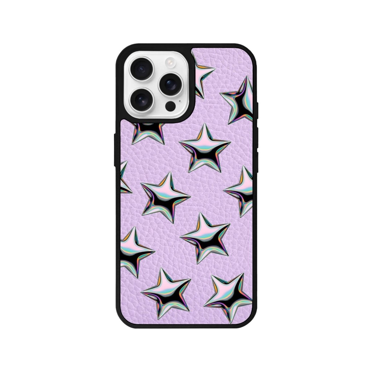 iPhone 16 Pro Stars Leather Vegan Deri Telefon Kılıfı Lila - SUMTHINCS