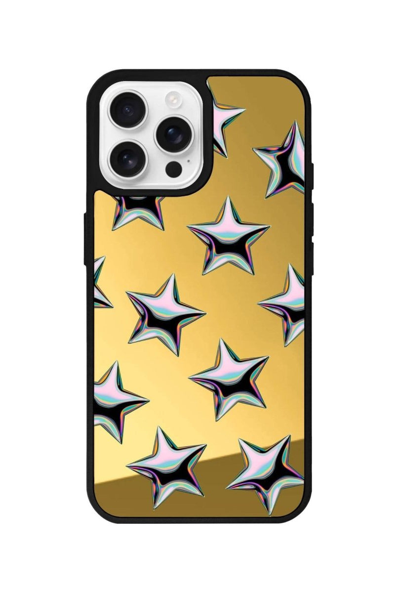 iPhone 16 Pro Stars Mirror Aynalı Telefon Kılıfı Altın - SUMTHINCS