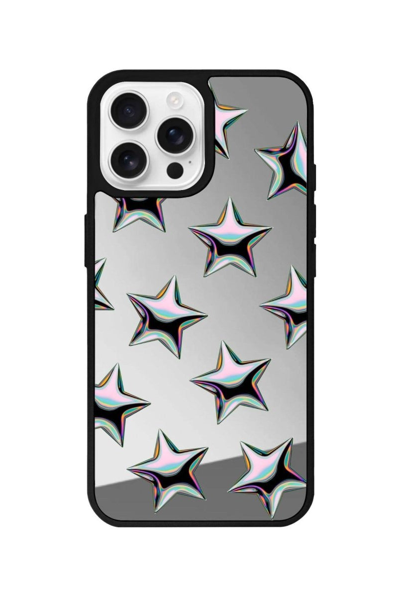 iPhone 16 Pro Stars Mirror Aynalı Telefon Kılıfı Gümüş - SUMTHINCS