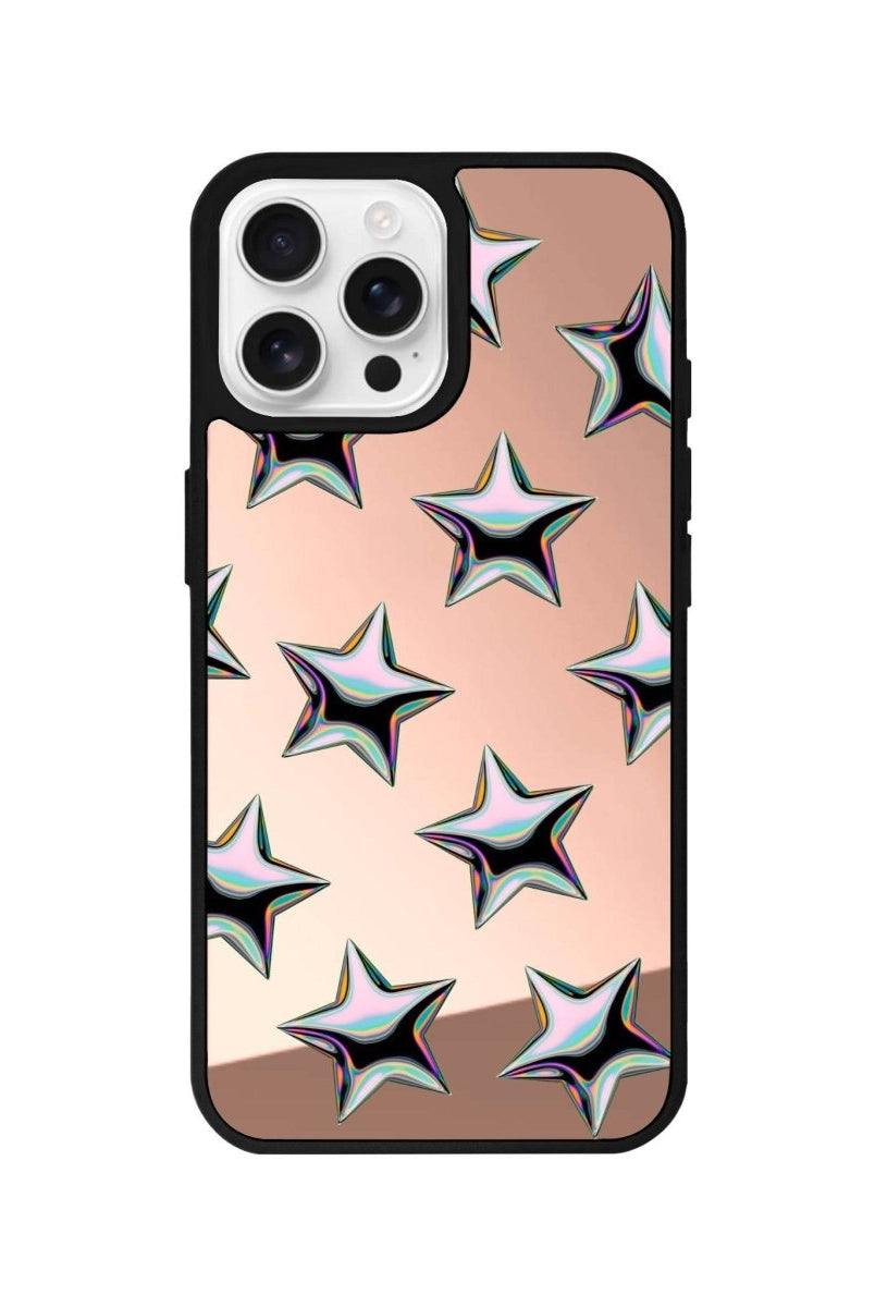 iPhone 16 Pro Stars Mirror Aynalı Telefon Kılıfı Metalik Pembe - SUMTHINCS