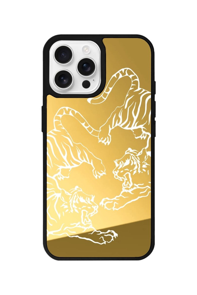 iPhone 16 Pro Tigers Mirror Aynalı Telefon Kılıfı Altın - SUMTHINCS