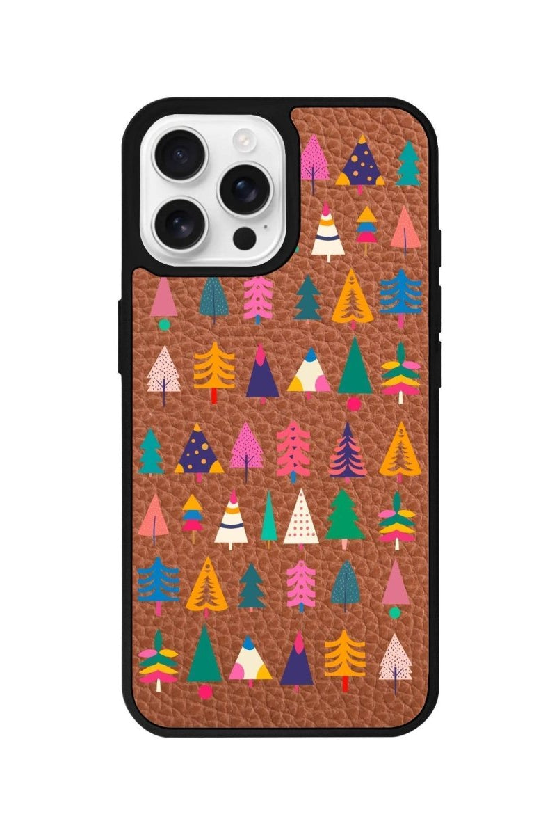 iPhone 16 Pro Tiny Forest Leather Vegan Deri Telefon Kılıfı Kahverengi - SUMTHINCS