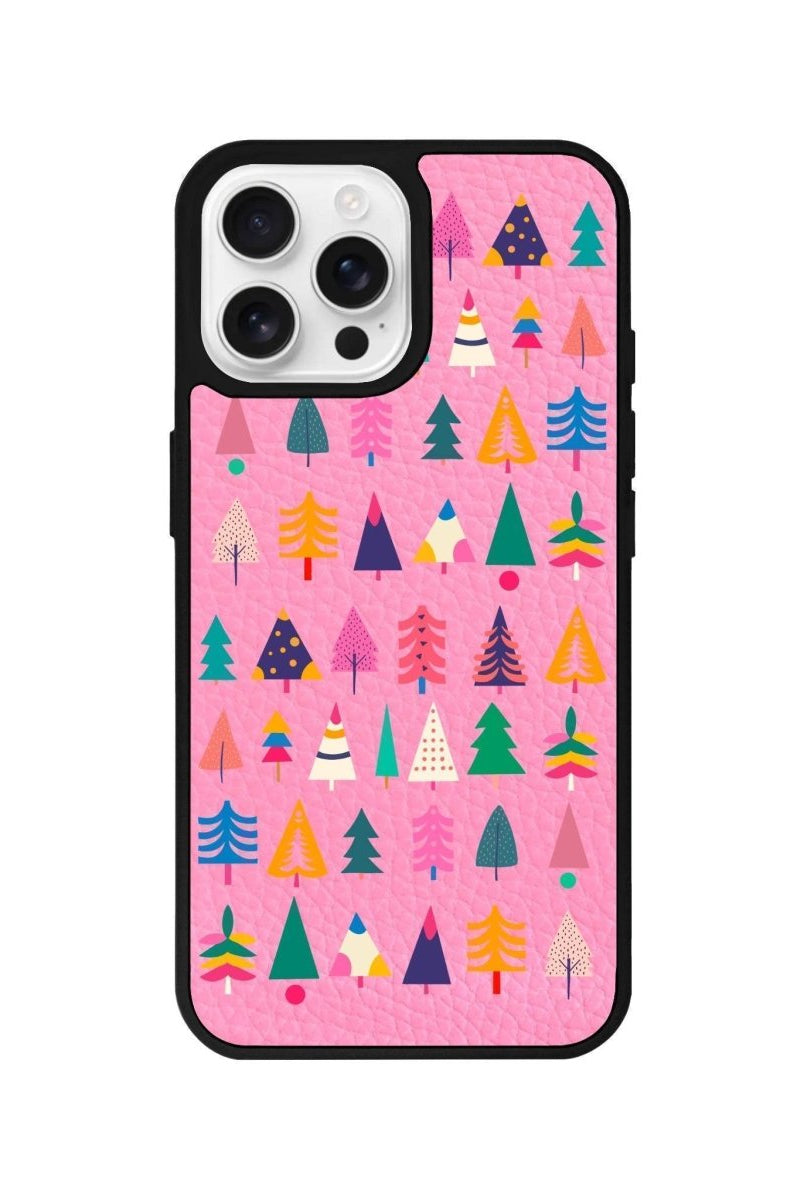 iPhone 16 Pro Tiny Forest Leather Vegan Deri Telefon Kılıfı Pembe - SUMTHINCS