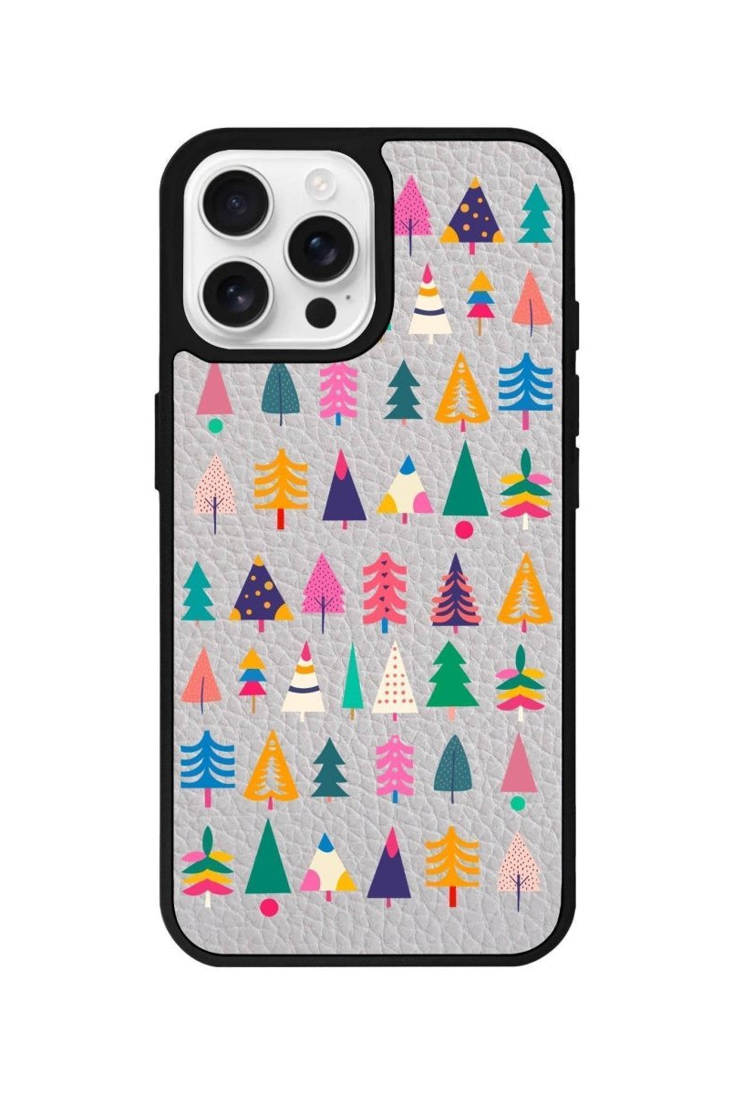 iPhone 16 Pro Tiny Forest Leather Vegan Deri Telefon Kılıfı Gri - SUMTHINCS