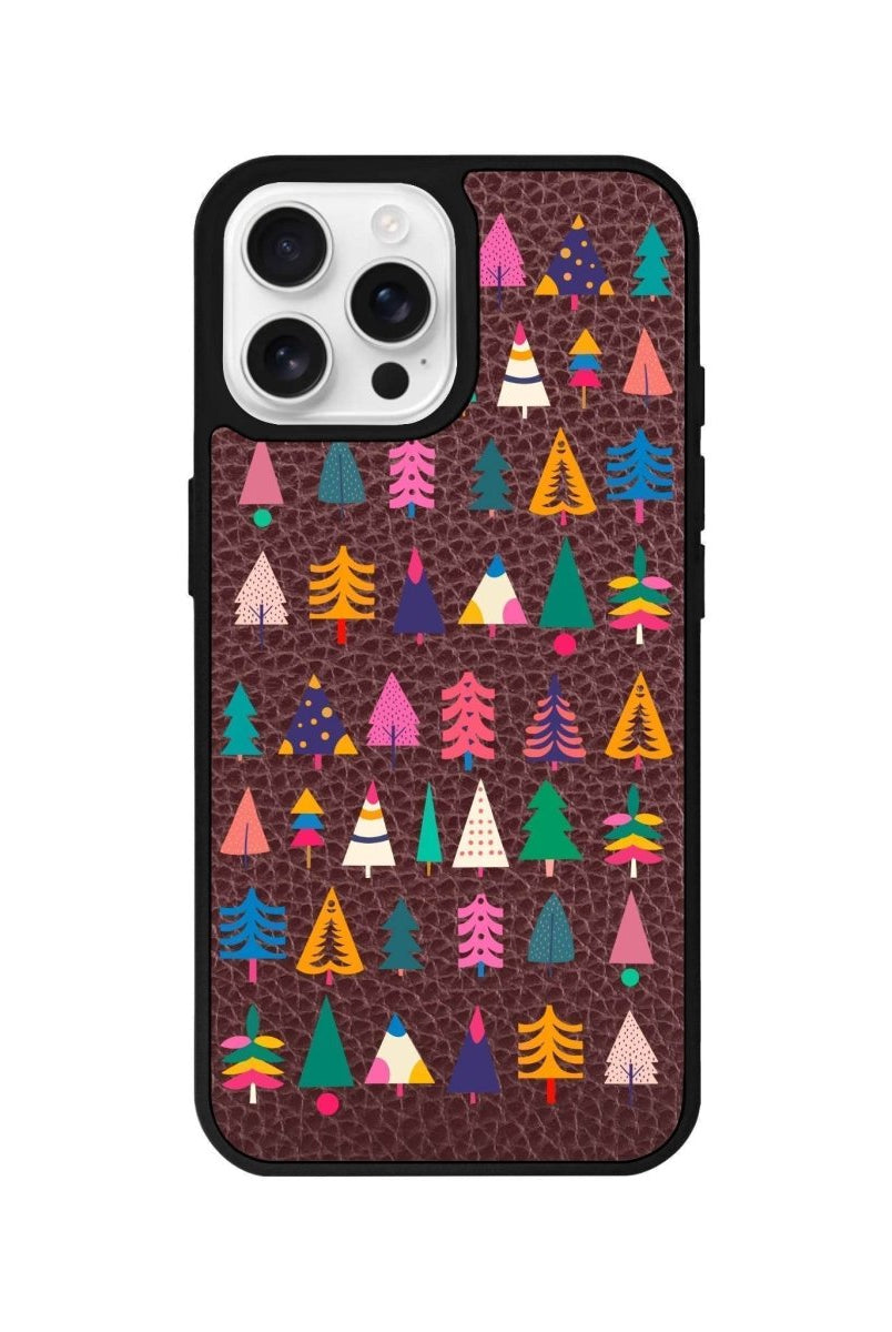 iPhone 16 Pro Tiny Forest Leather Vegan Deri Telefon Kılıfı Bordo - SUMTHINCS