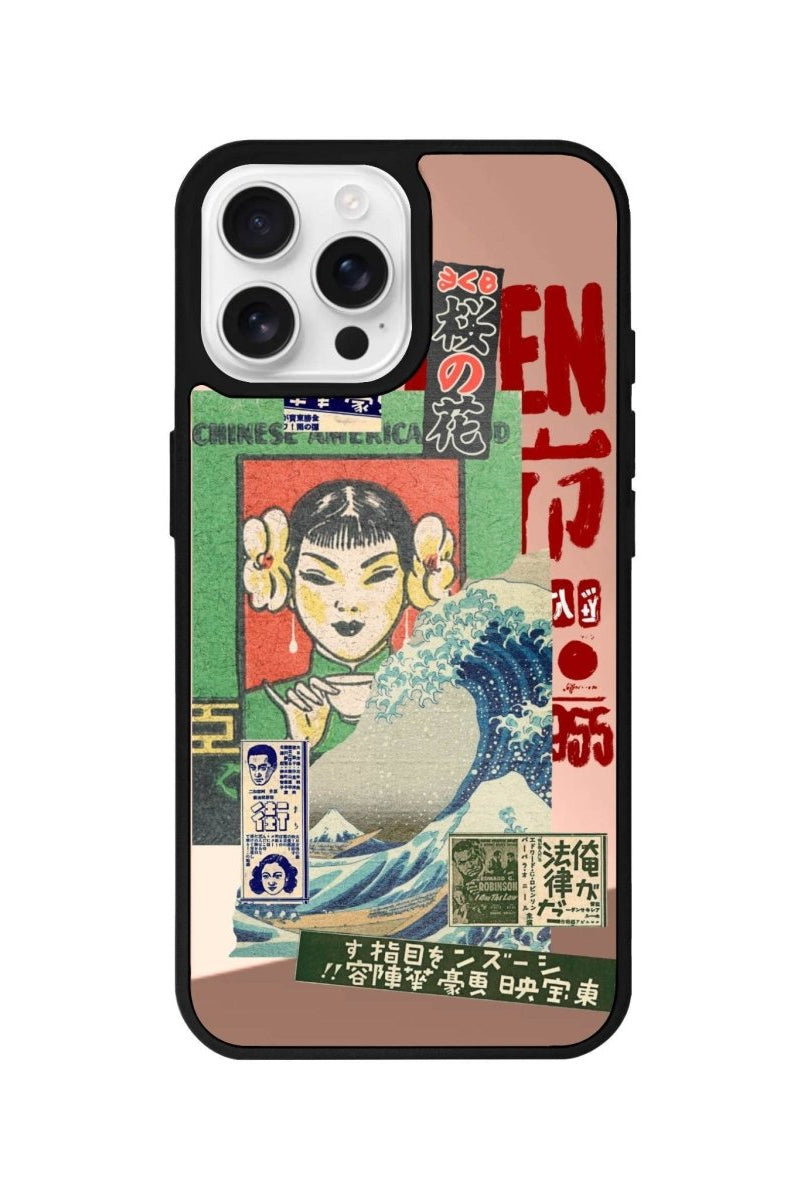 iPhone 16 Pro Vintage Poster Mirror Aynalı Telefon Kılıfı Metalik Pembe - SUMTHINCS