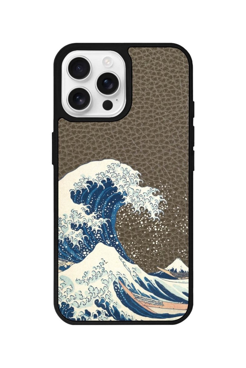 iPhone 16 Pro Waves Leather Vegan Deri Telefon Kılıfı Haki - SUMTHINCS