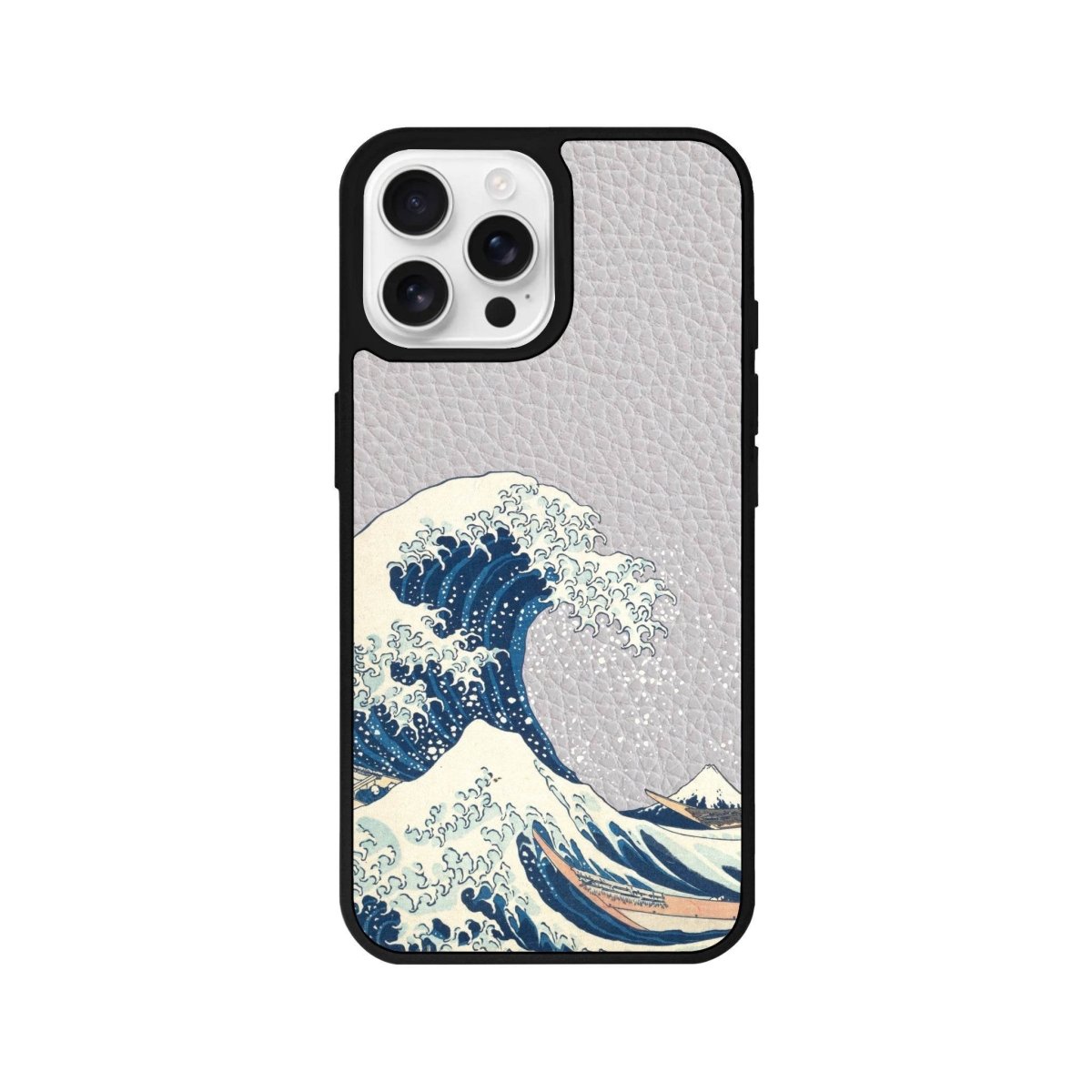 iPhone 16 Pro Waves Leather Vegan Deri Telefon Kılıfı Gri - SUMTHINCS