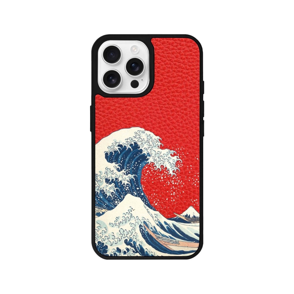 iPhone 16 Pro Waves Leather Vegan Deri Telefon Kılıfı Kırmızı - SUMTHINCS