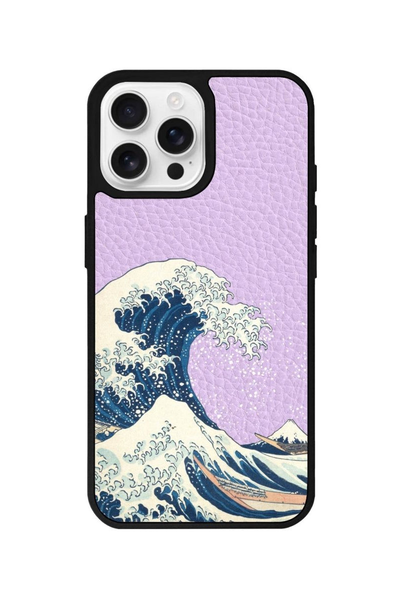 iPhone 16 Pro Waves Leather Vegan Deri Telefon Kılıfı Lila - SUMTHINCS