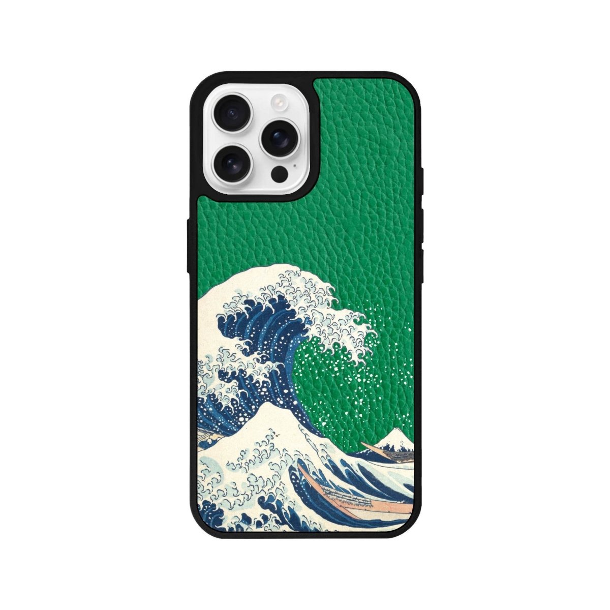 iPhone 16 Pro Waves Leather Vegan Deri Telefon Kılıfı Yeşil - SUMTHINCS