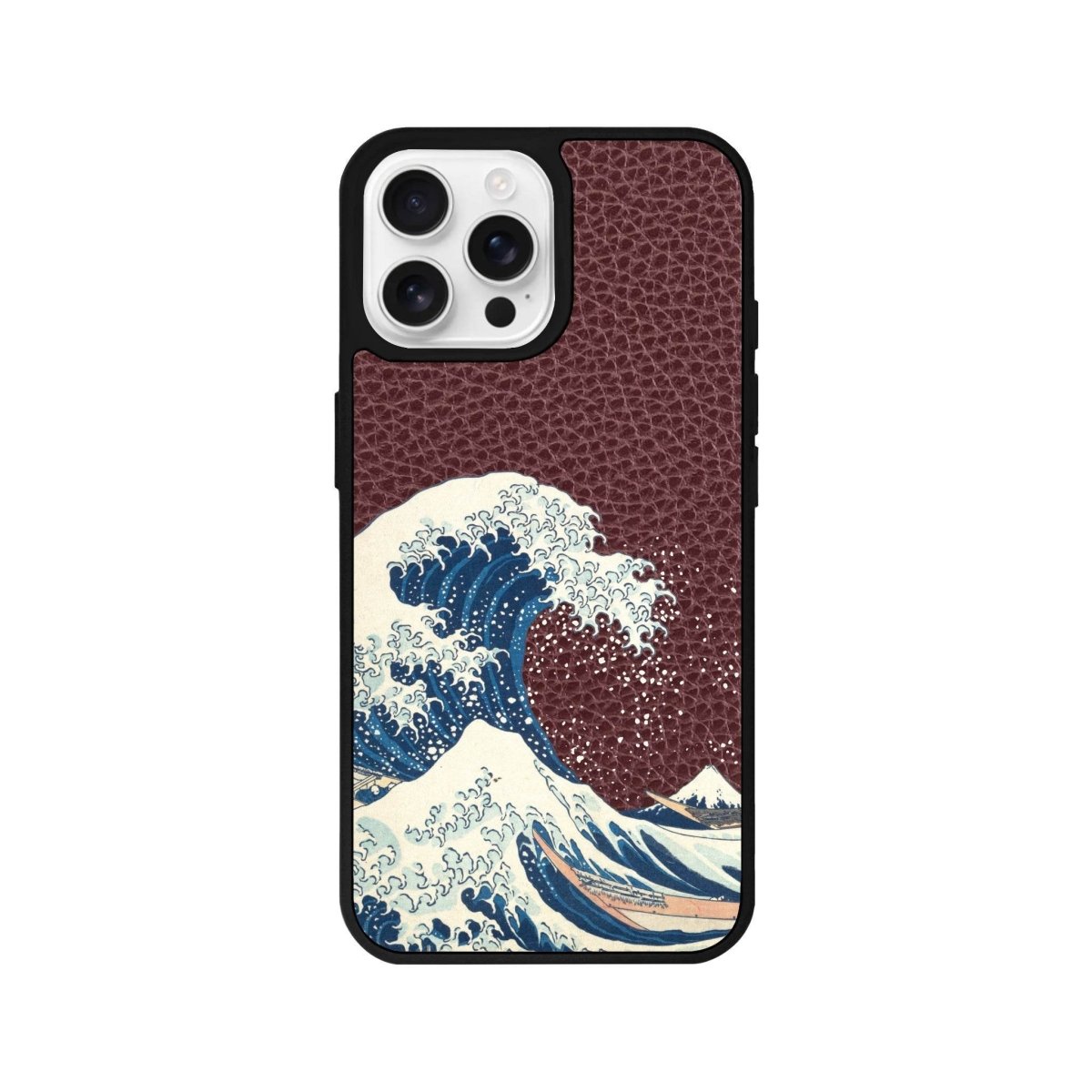 iPhone 16 Pro Waves Leather Vegan Deri Telefon Kılıfı Bordo - SUMTHINCS