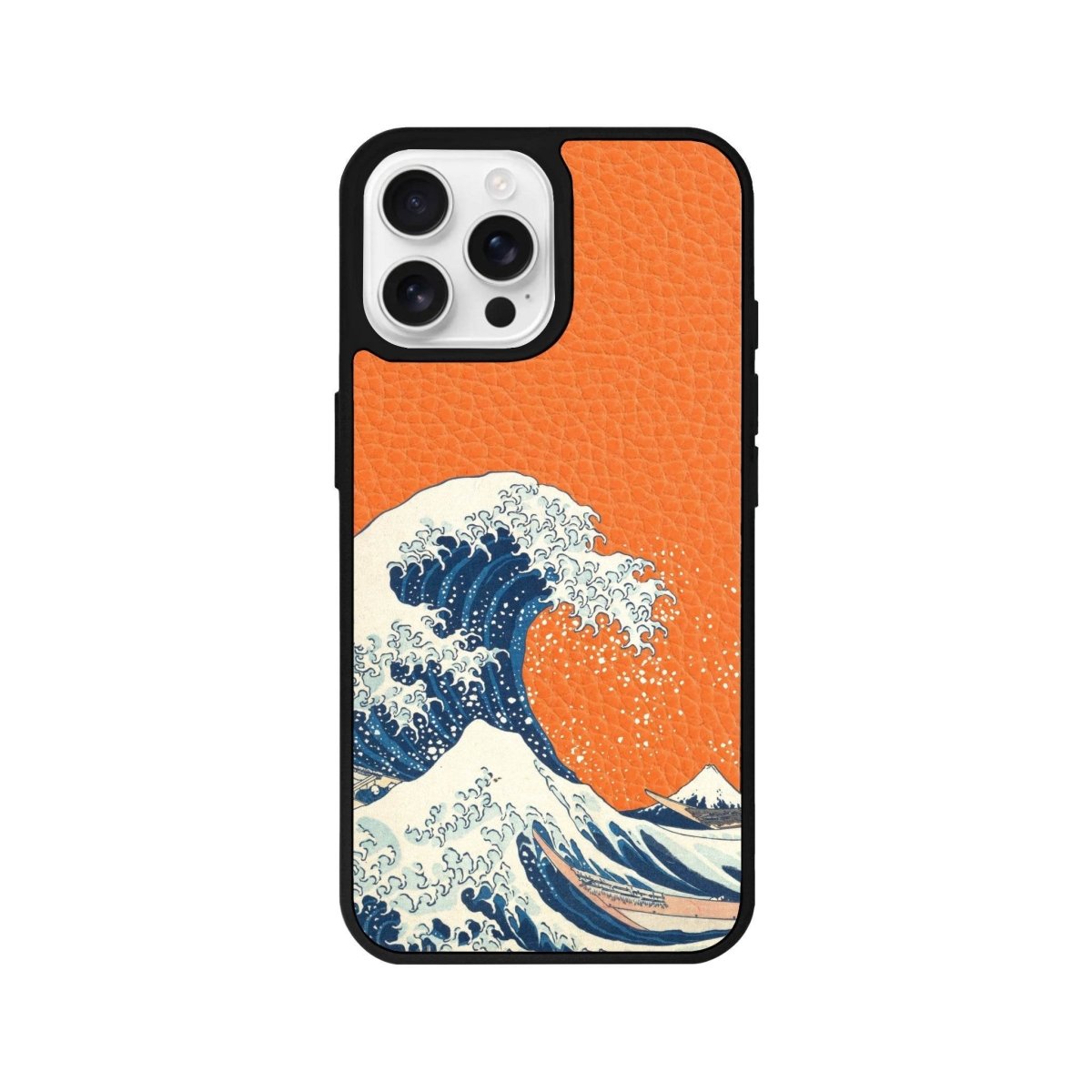 iPhone 16 Pro Waves Leather Vegan Deri Telefon Kılıfı Turuncu - SUMTHINCS