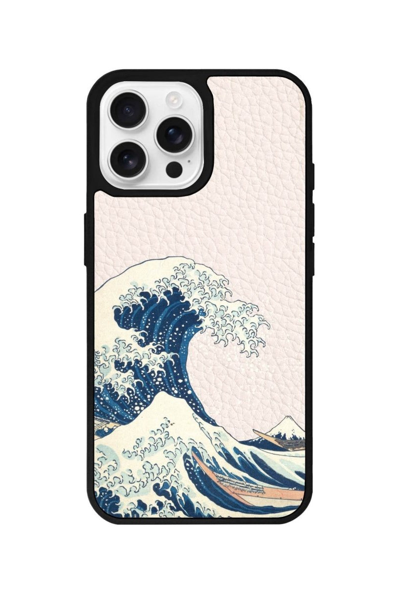 iPhone 16 Pro Waves Leather Vegan Deri Telefon Kılıfı Bej - SUMTHINCS