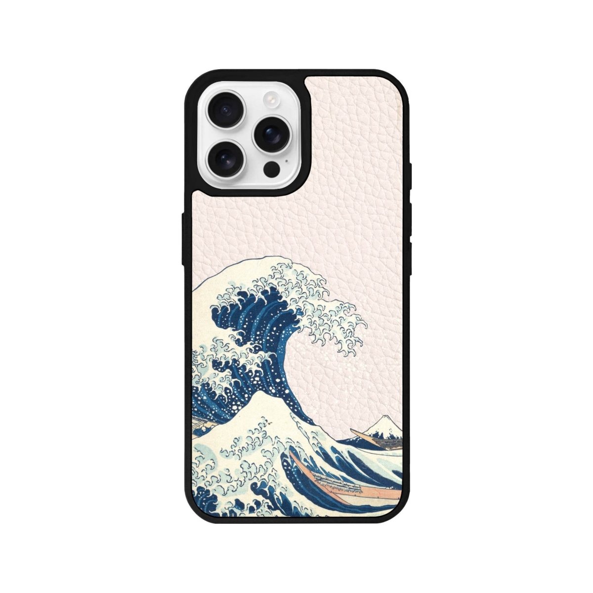 iPhone 16 Pro Waves Leather Vegan Deri Telefon Kılıfı Bej - SUMTHINCS