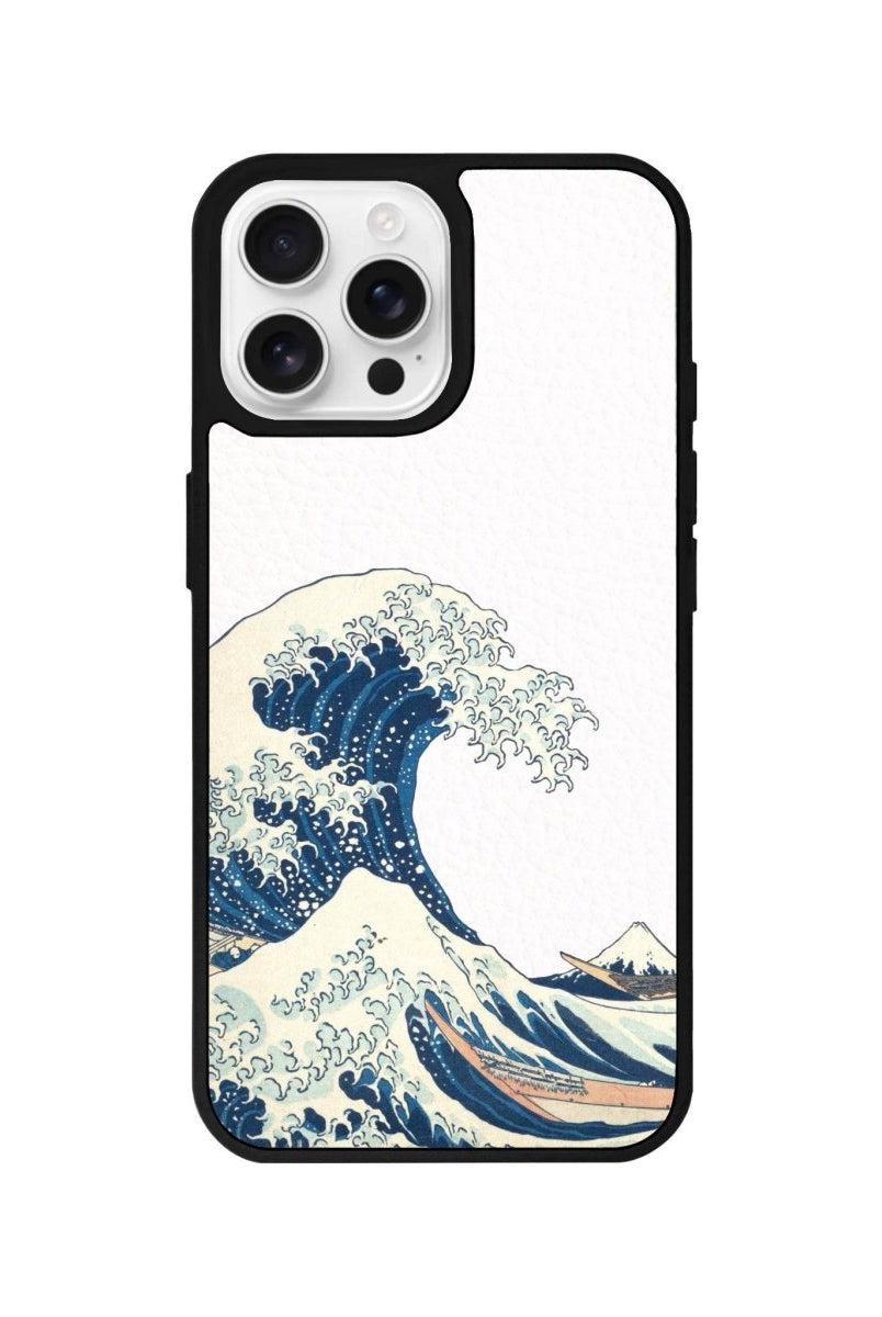 iPhone 16 Pro Waves Leather Vegan Deri Telefon Kılıfı Beyaz - SUMTHINCS