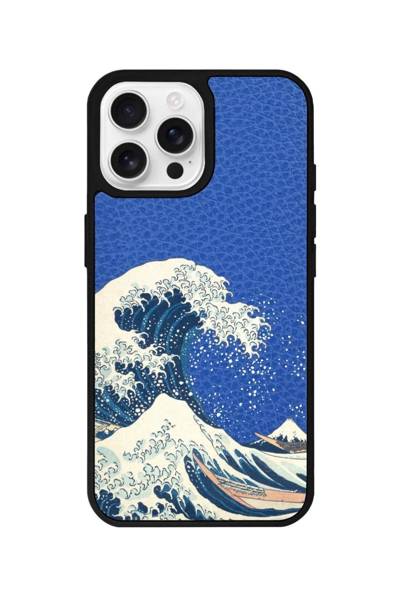 iPhone 16 Pro Waves Leather Vegan Deri Telefon Kılıfı Mavi - SUMTHINCS