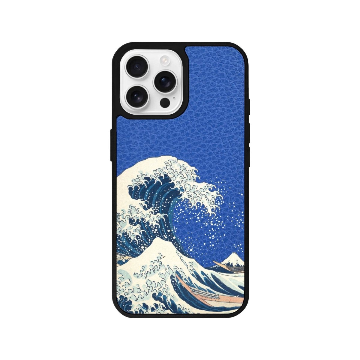 iPhone 16 Pro Waves Leather Vegan Deri Telefon Kılıfı Mavi - SUMTHINCS