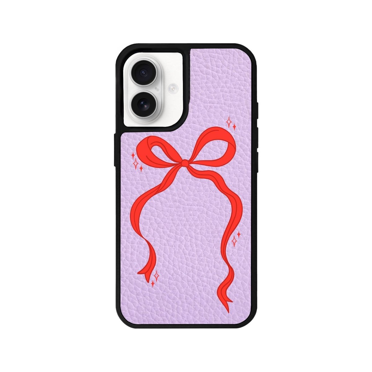 iPhone 16 Red Bow Leather Vegan Deri Telefon Kılıfı Lila - SUMTHINCS