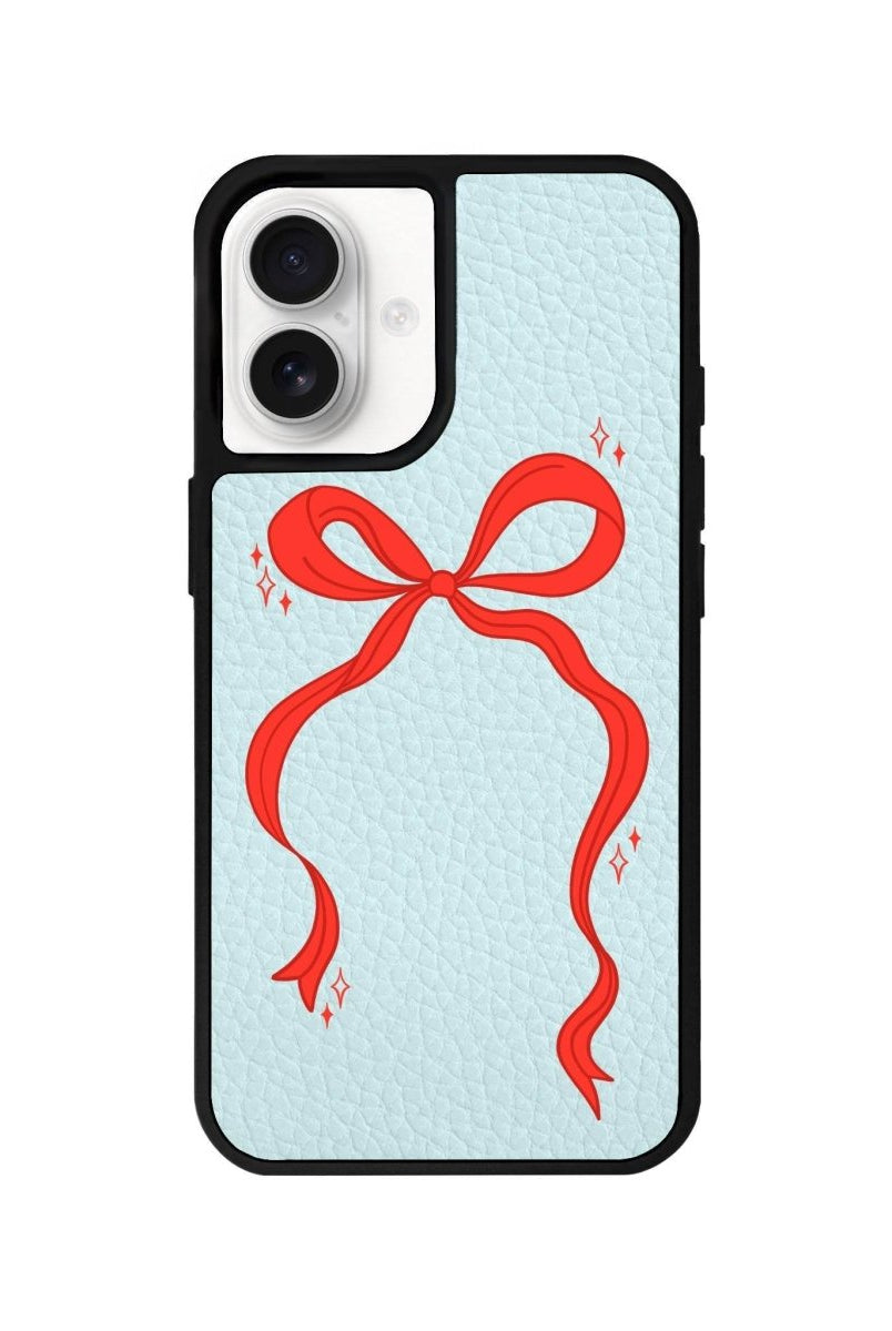 iPhone 16 Red Bow Leather Vegan Deri Telefon Kılıfı - SUMTHINCS