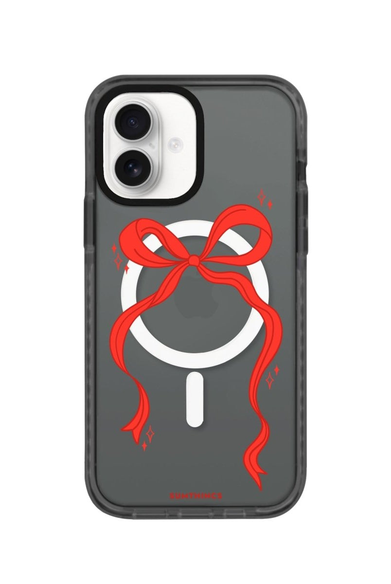 iPhone 16 Red Bow Magsafe Procase Şeffaf Telefon Kılıfı Antrasit - SUMTHINCS