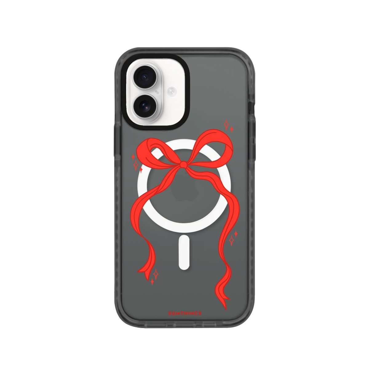 iPhone 16 Red Bow Magsafe Procase Şeffaf Telefon Kılıfı Antrasit - SUMTHINCS