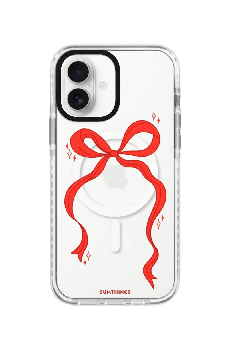 iPhone 16 Red Bow Magsafe Procase Şeffaf Telefon Kılıfı Beyaz Şeffaf - SUMTHINCS